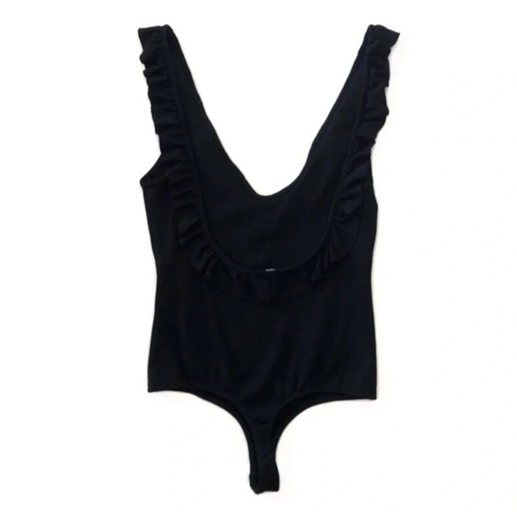 Free People Intimately - Black Ruffle Low Back Bodysuit - Size Small - EUC! - Picture 7 of 7